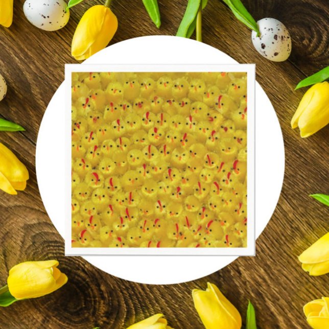 Cute Gult Påsk Chick Mönster Pappersservett (Fun yellow chick pattern napkins. Great for Easter or spring entertaining!)