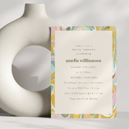 Cute Gult Pastel Abstrakt Swirl Möhippa Inbjudningar