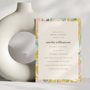 Cute Gult Pastel Abstrakt Swirl Möhippa Inbjudningar