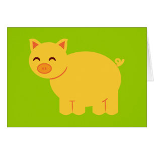 Cute Gult Piggy Hälsningskort