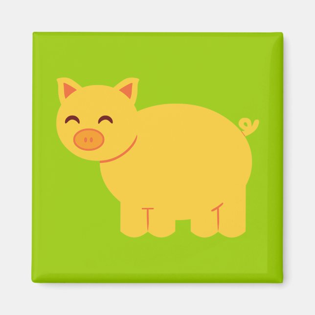 Cute Gult Piggy Magnet (Framsidan)