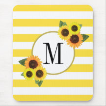 Cute Gult Rand Solblommor Blommigt Monogram