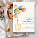 Cute Gult Red Grönt Ballods Kids Photo Birthday Inbjudningar<br><div class="desc">Om du behöver någon annan matchande produkt eller anpassning kan du skicka ett vänligt meddelande via Zazzle.</div>