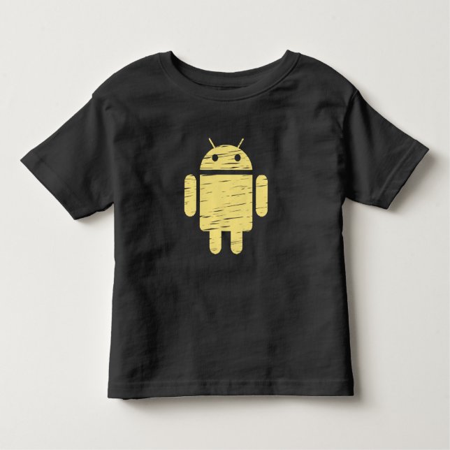 Cute Gult Robot T Shirt (Framsida)