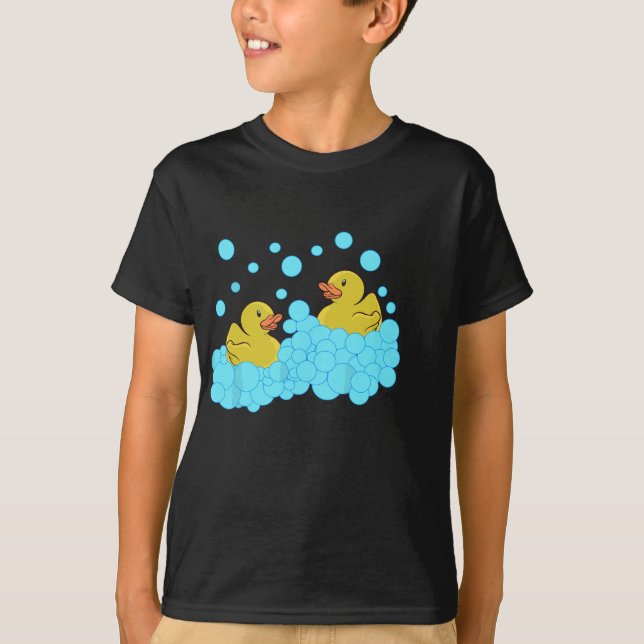 Cute Gult Rubber Anka, Duckie Bath Leksak, Rubber T Shirt (Framsida)