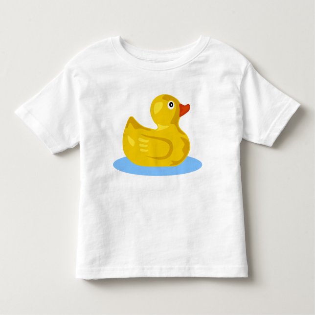 Cute Gult Rubber Ducky Tecknad Anka Swimming Tee (Framsida)
