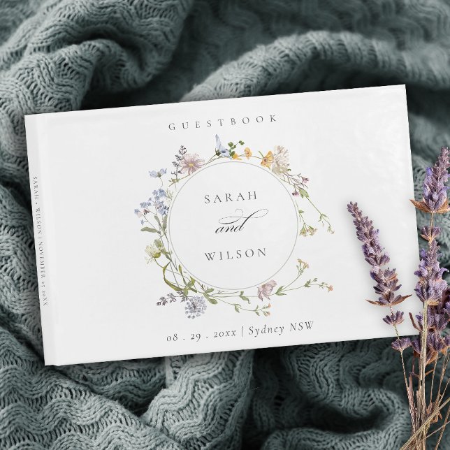 Cute Gult Rustik Meadow Blommigt Utandning Bröllop Gästböcker (Skapare uppladdad)