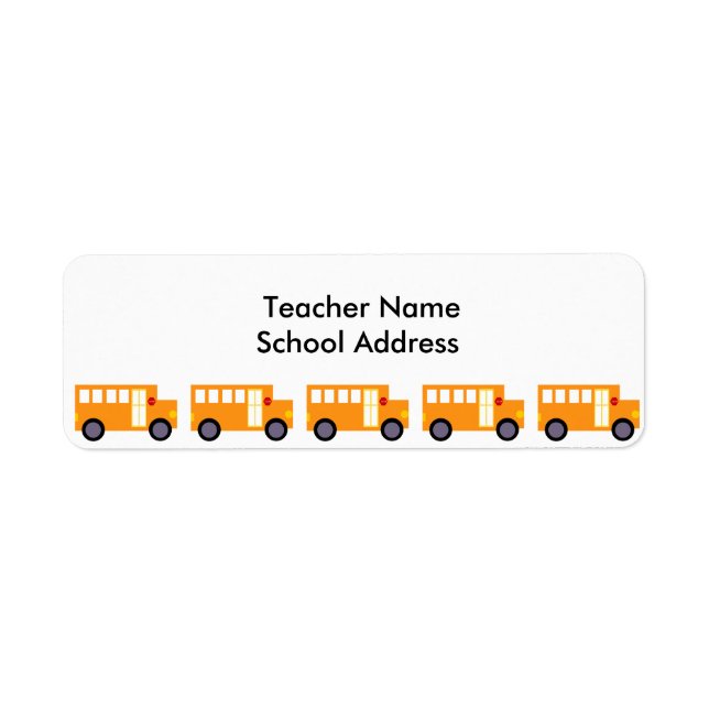 Cute Gult School Buss för lärarskolan Returadress Etikett (Framsidan)