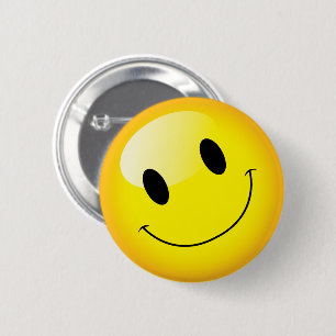 Cute Gult Smiling Ansikte Emoticon Knapp