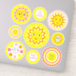 Cute Gult Smiling Sunshine Vinyl Stickers Klistermärken