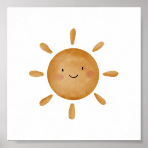 Cute Gult Sol med sjödagsmorgonen, Poster