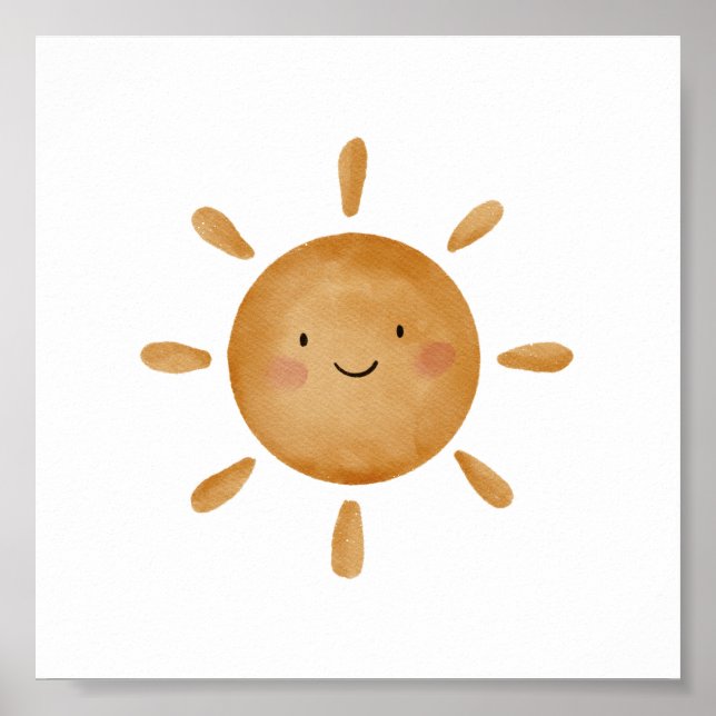 Cute Gult Sol med sjödagsmorgonen, Poster (Framsidan)