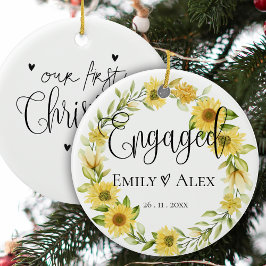 Cute Gult-solrosblomman började vår första jul Julgransprydnad Keramik