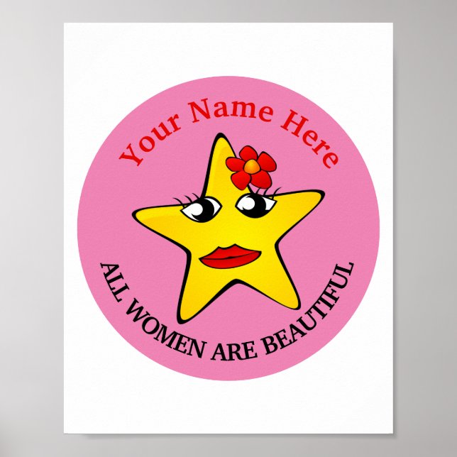 Cute gult Star Girl Power Women är vackra Poster (Framsidan)