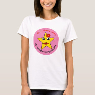 Cute gult Star Girl Power Women är vackra T Shirt