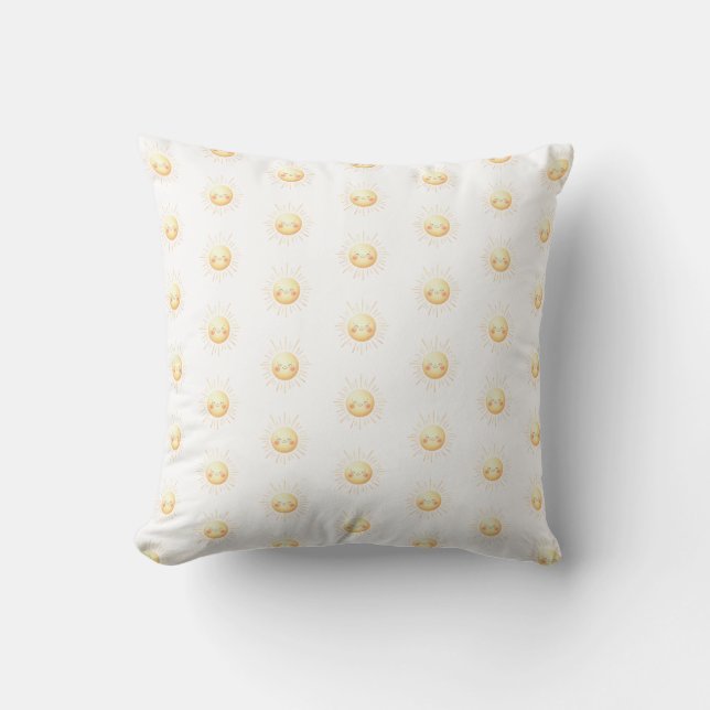 Cute Gult Sunshine Boho Whimsical Kids Nursery Kudde (Framsida)