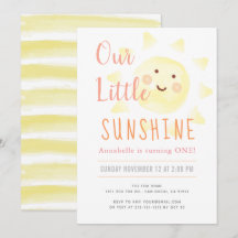 Cute Gult Sunshine Girl 1st Birthday Party