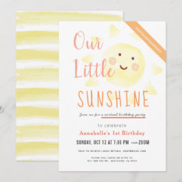 Cute Gult Sunshine Girl Virtuell Birthday Inbjudningar