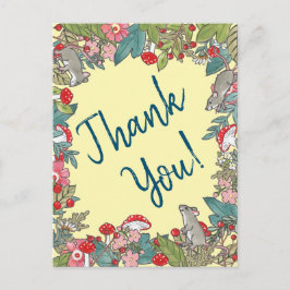 Cute Gult Tack Mice Mouse Woodland Vykort