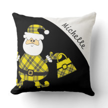 Cute Gult Tartan Santa With Purse