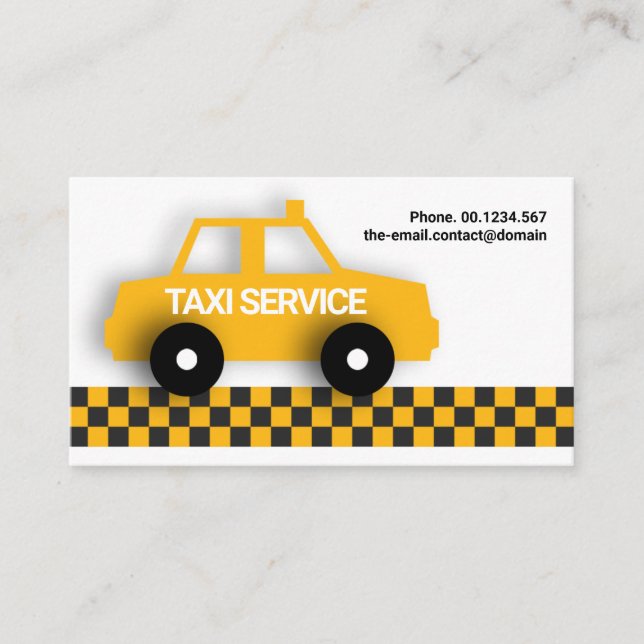 Cute Gult Taxi On Call-drivrutinen för privat hyra Visitkort (Framsida)