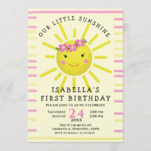 Cute Gult vår lilla solsken 1:a födelsedag Party