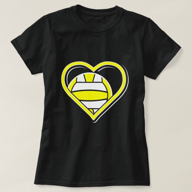 Cute Gult Vatten Polo Heart Shirt - Vatten Polo in T Shirt (Design framsida)