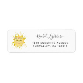 Cute Gult Watercolor Sunshine Baby Shower Inbjudan Returadress Etikett