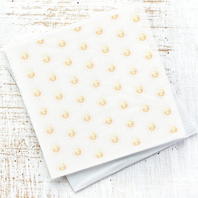 Cute Gult Watercolor Sunshine Boho Whimsical Pappersservett (Skapare uppladdad)