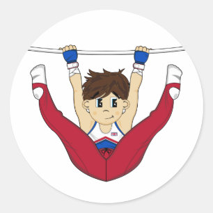Cute Gymnast på Pub-märket Runt Klistermärke