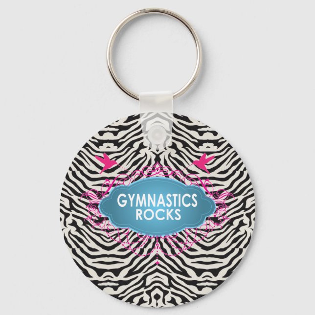 Cute Gymnastic Sten Rosa ZEBRA Keychain Nyckelring (Framsida)