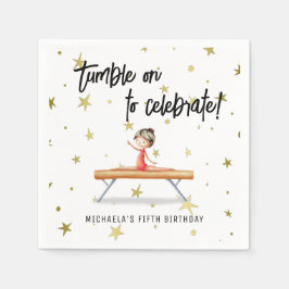 Cute Gymnastics Balance Beam Girl Födelsedag Pappersservett