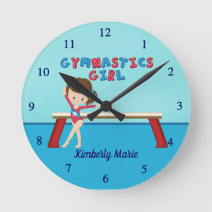 Cute Gymnastics Girl Anpassningsbar Kids Gymnast B Rund Klocka