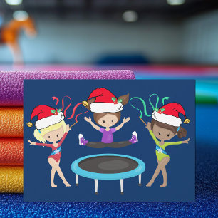 Cute Gymnastics Girls jul Gymnast Julkort