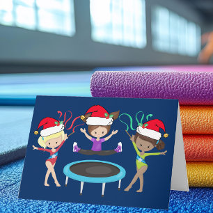 Cute Gymnastics jul Gymnast Girls Helgkort