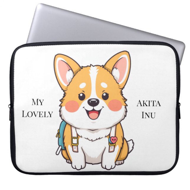 Cute Hachiko Akita Inu Loyal Dog Japan Laptop Fodral (Framsidan)