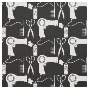 Cute Hair Stylist Mönster Black Salon Items Tyg