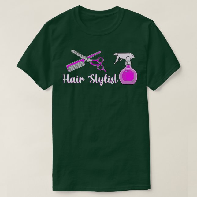 Cute Hair Stylist Sissors Hairdresser Girl T Shirt (Design framsida)