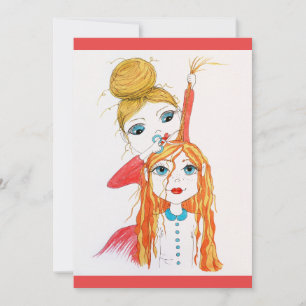 Cute Haircut Whimsical Art Illustration Kort