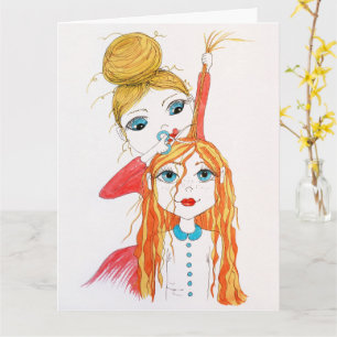 Cute Haircut Whimsical Art Illustration Kort