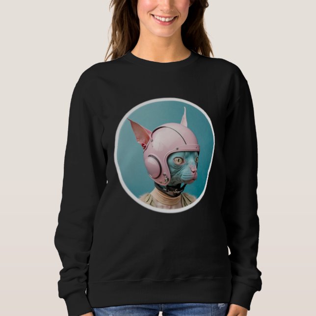 Cute Hairless Cate Pop Pilot T Shirt (Framsida)