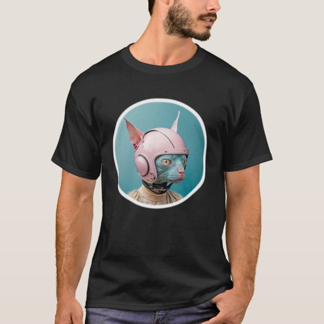 Cute Hairless Cate Pop Pilot T Shirt (Framsida)