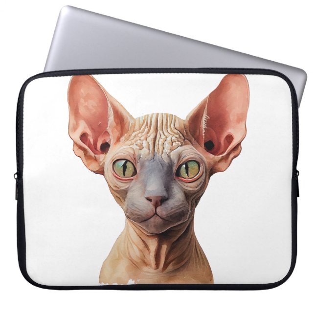 CUTE HAIRLESS SPHYNX CAT ANSIKTE LAPTOP FODRAL (Framsidan)