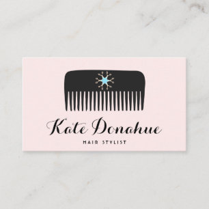 Cute Hairstylist Sissors Comb Rosa Hair Salon Visitkort