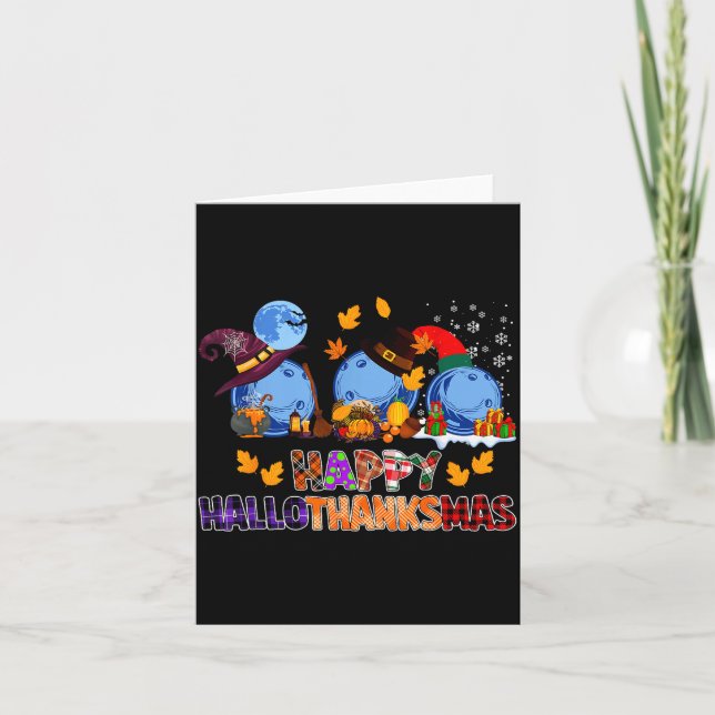 Cute Hallothanksmas Bowling Halloween Thanksgiving Kort (Framsida)