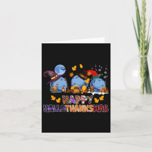 Cute Hallothanksmas Bowling Halloween Thanksgiving Kort