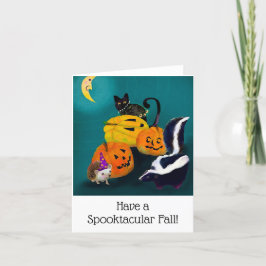 Cute Halloween Animal Friends BLANK Greeting Card Tack Kort