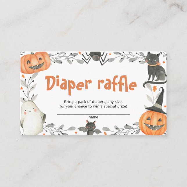 Cute Halloween Baby Shower Diaper Raffle-kort Tilläggskort (Framsida)