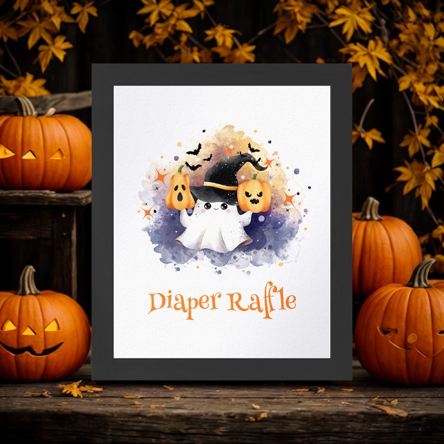 Cute Halloween Baby Shower Diaper Raffle Sign Poster (Skapare uppladdad)