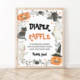 Cute Halloween Baby Shower Diaper Raffle Sign Poster